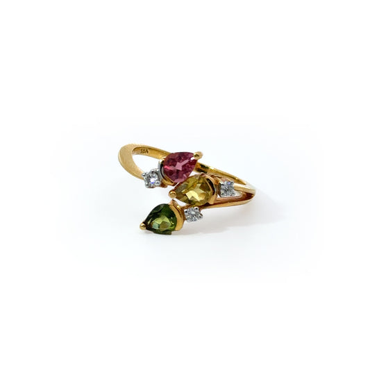 Radiant Tourmaline and Diamond Trio Ring