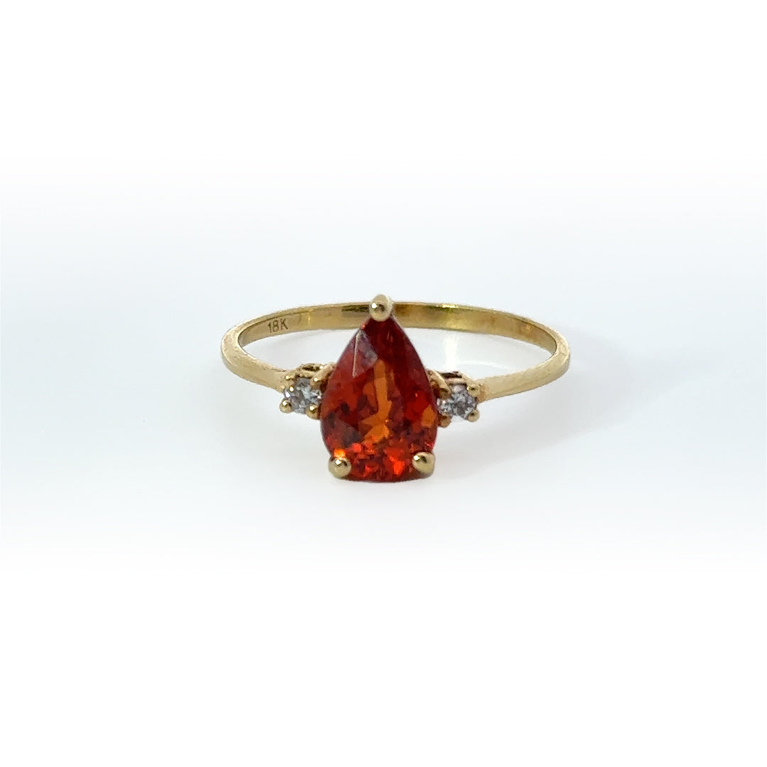 Golden Glow Spinel and Diamond Ring