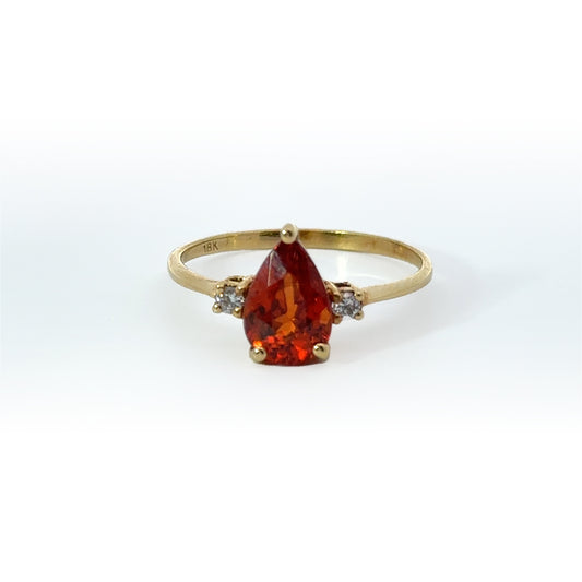 Golden Glow Spinel and Diamond Ring