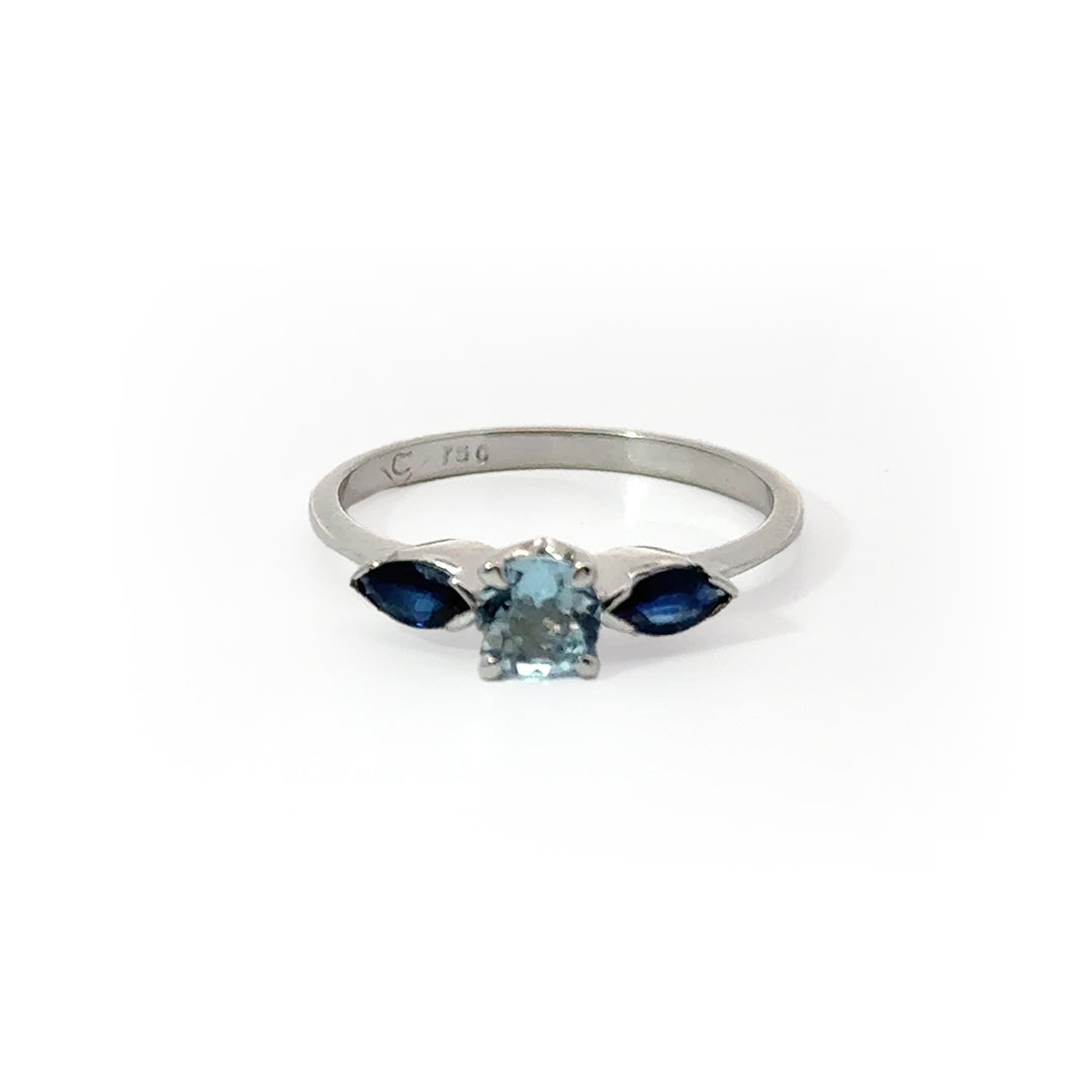 Blue Sapphire and Aquamarine Ring