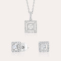 Geometric Diamond Square Pendant Set