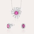 Pink Spinel and Diamond Pendant Set