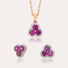 Rhodolite Blossom Pendant Set
