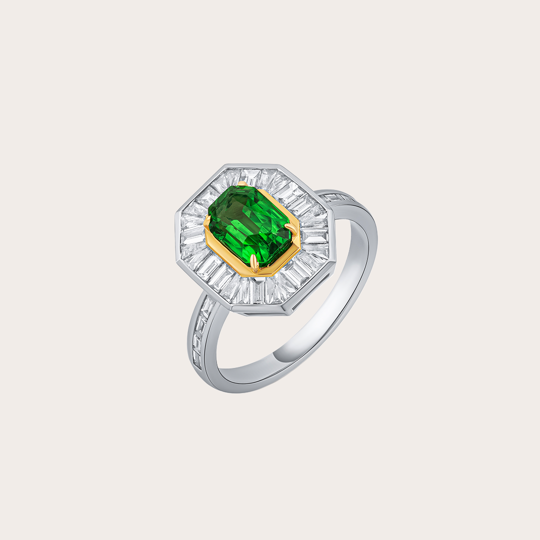 Tsavorite Octagon Ring