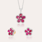 Ruby Blossom Pendant Set