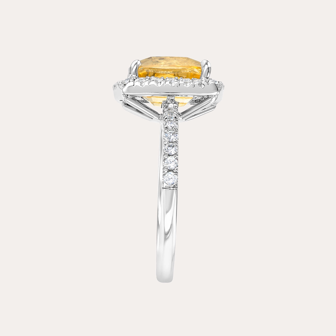 Yellow Sapphire and Diamond Ring