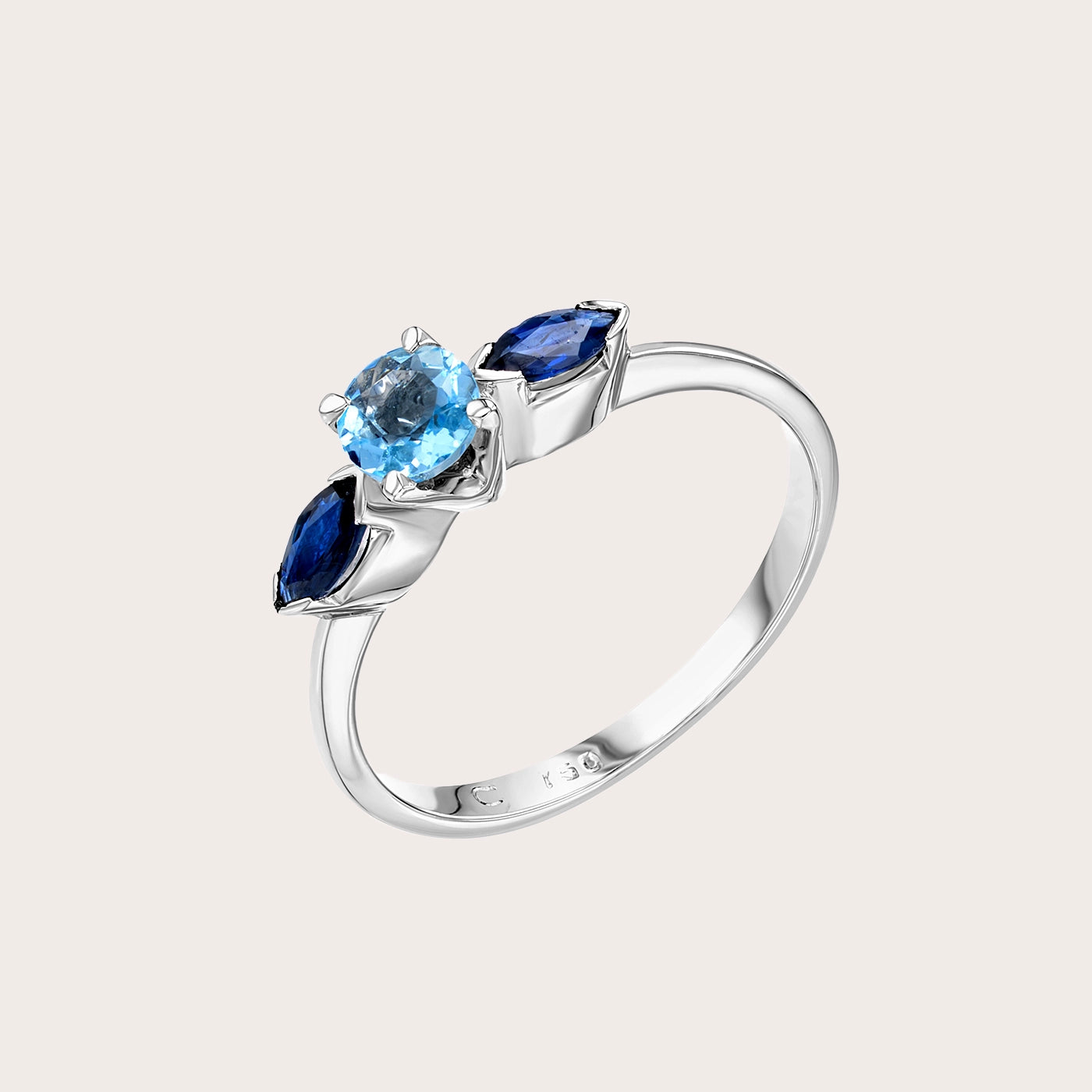 Blue Sapphire and Aquamarine Ring