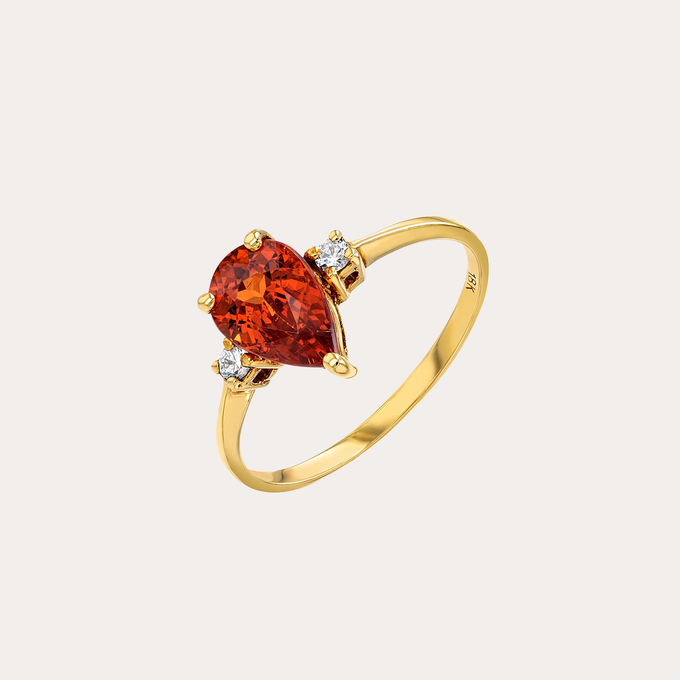 Golden Glow Spinel and Diamond Ring