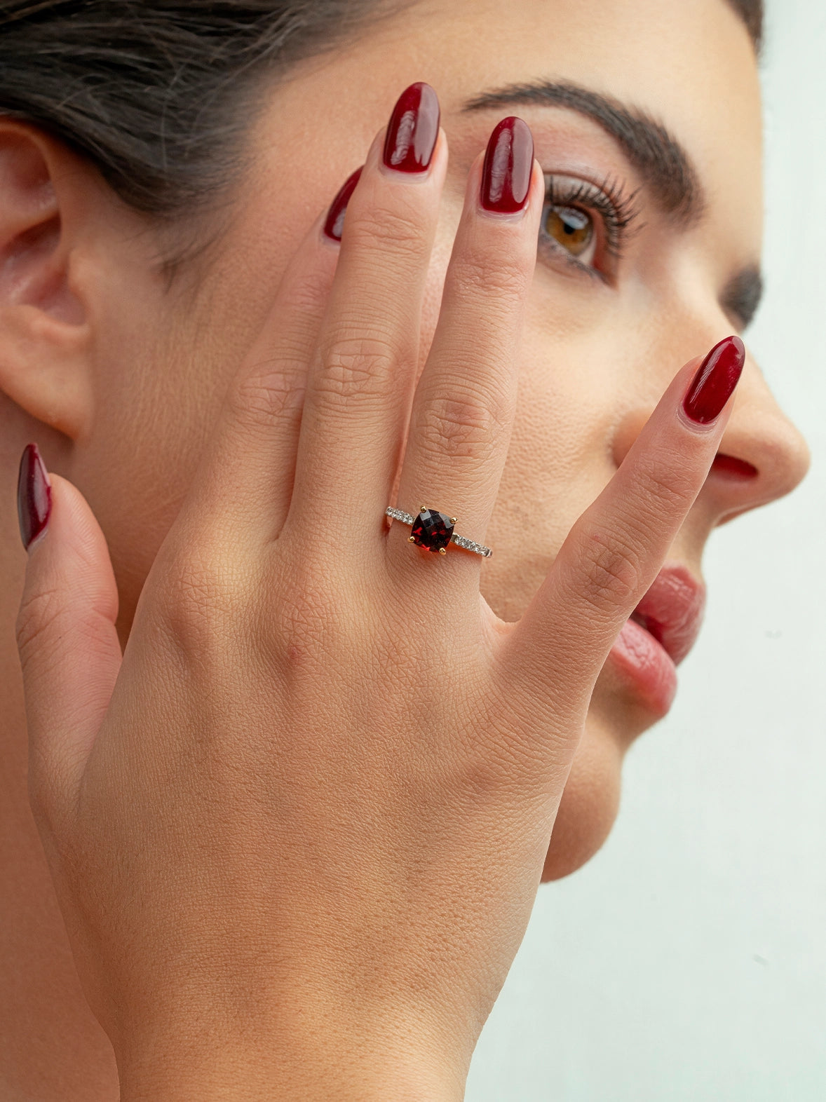 Garnet and Diamond Elegance Ring
