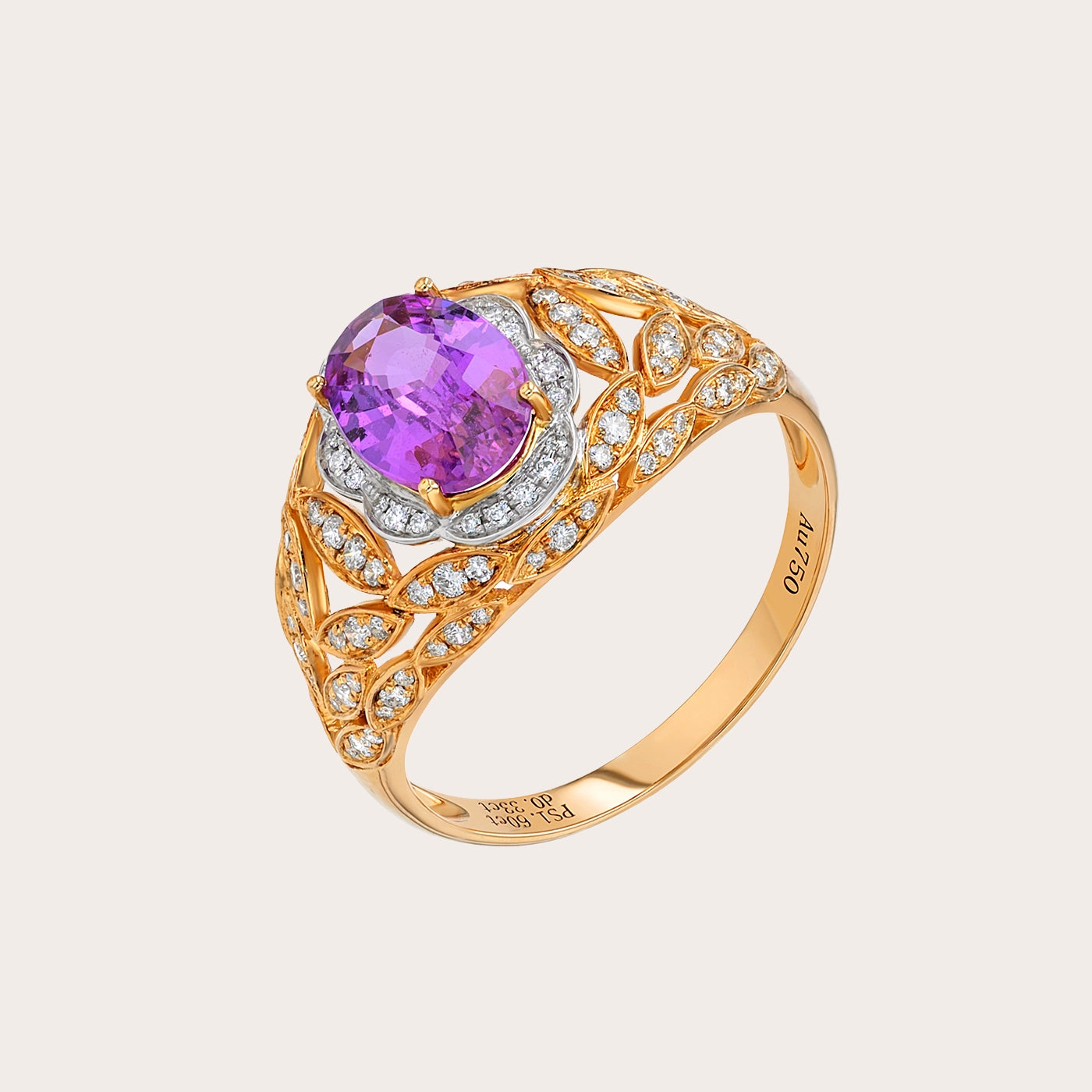 Purple sapphire and Diamond ring