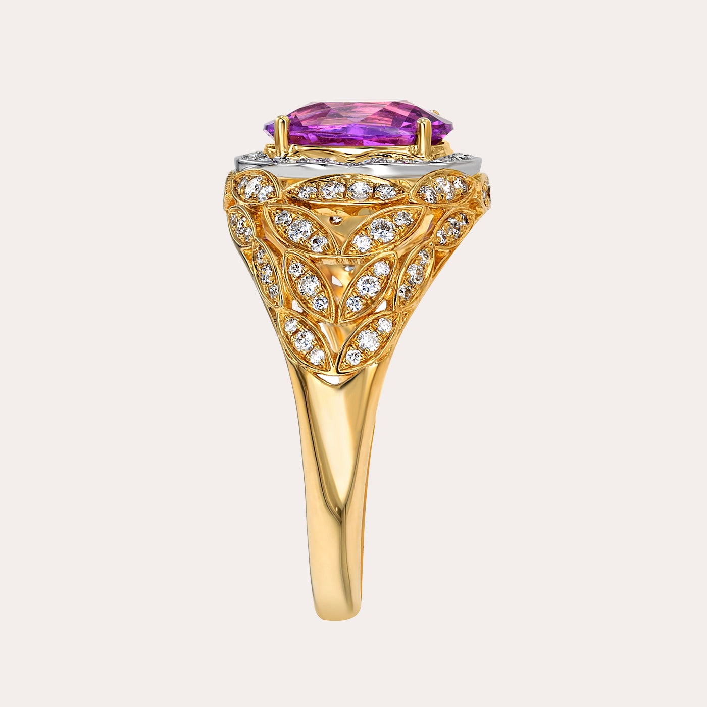 Purple sapphire and Diamond ring