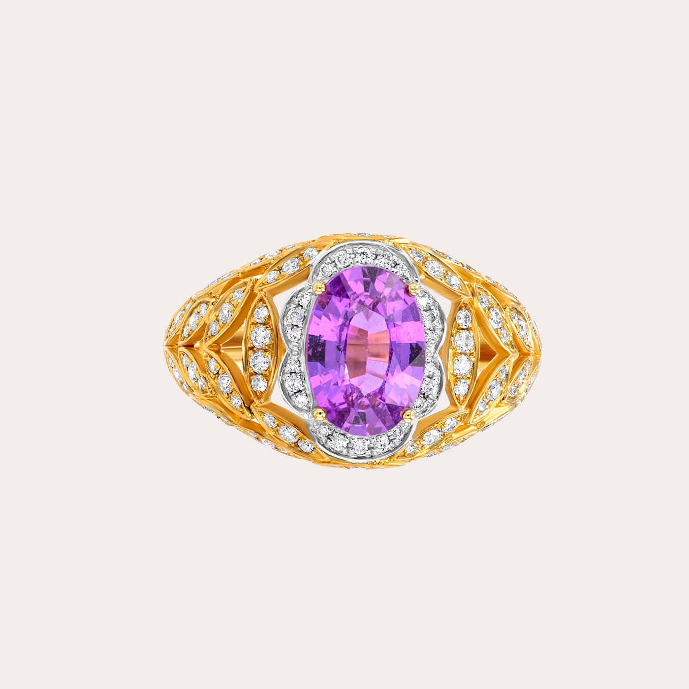 Purple sapphire and Diamond ring