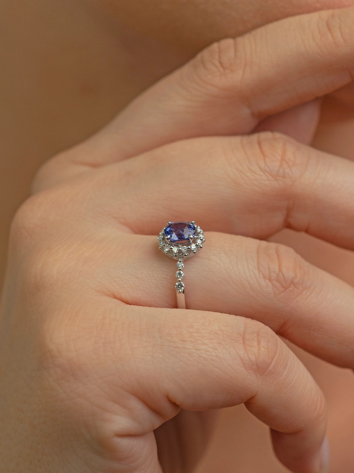 Blue Sapphire and Diamond Radiance Ring