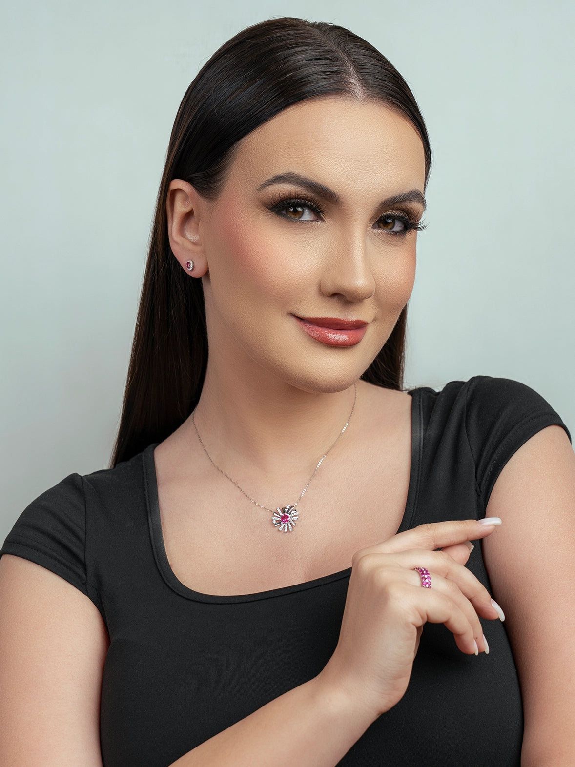 Pink Spinel and Diamond Pendant