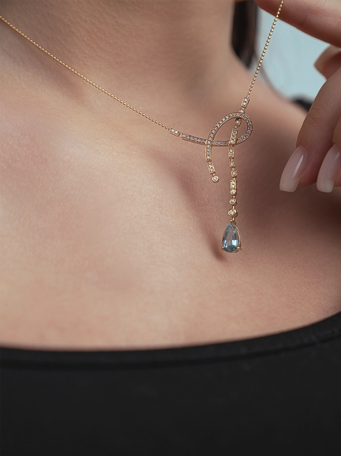 Aquamarine and Diamond Pendant