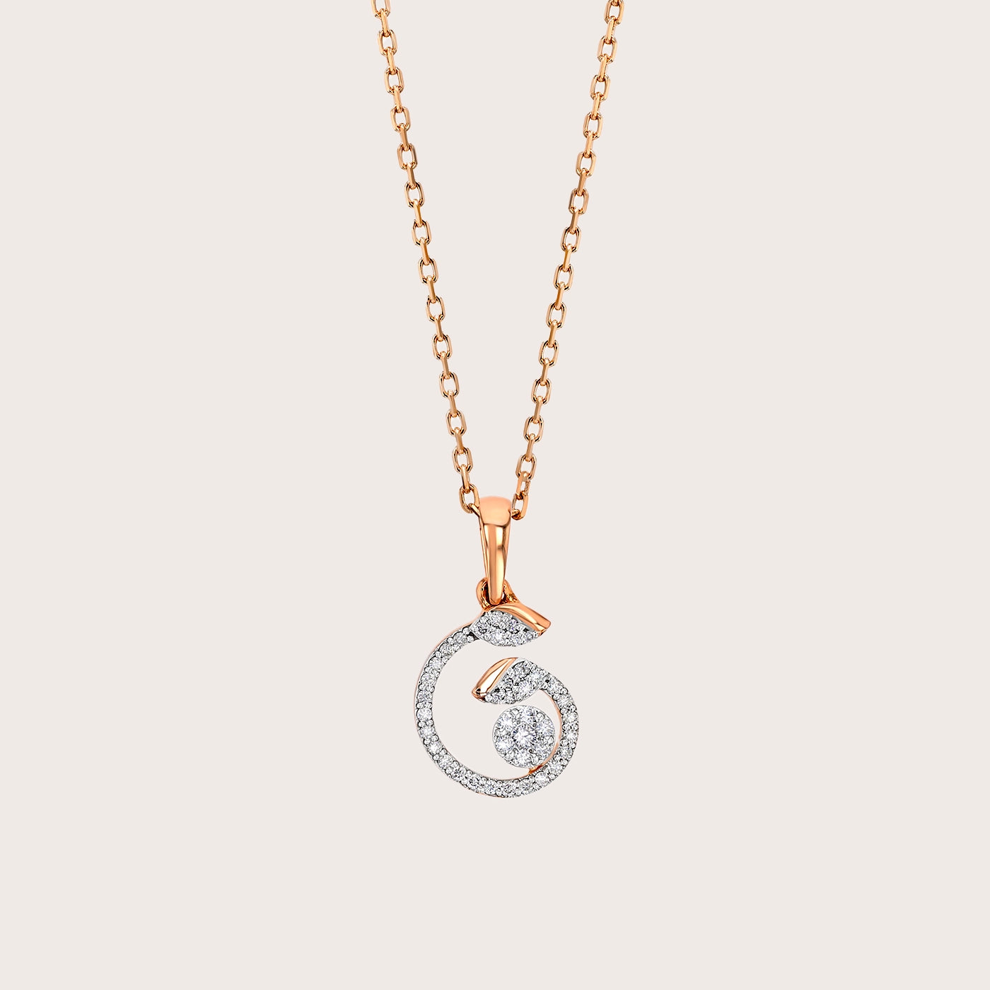 Rose Gold Swirl Diamond Pendant