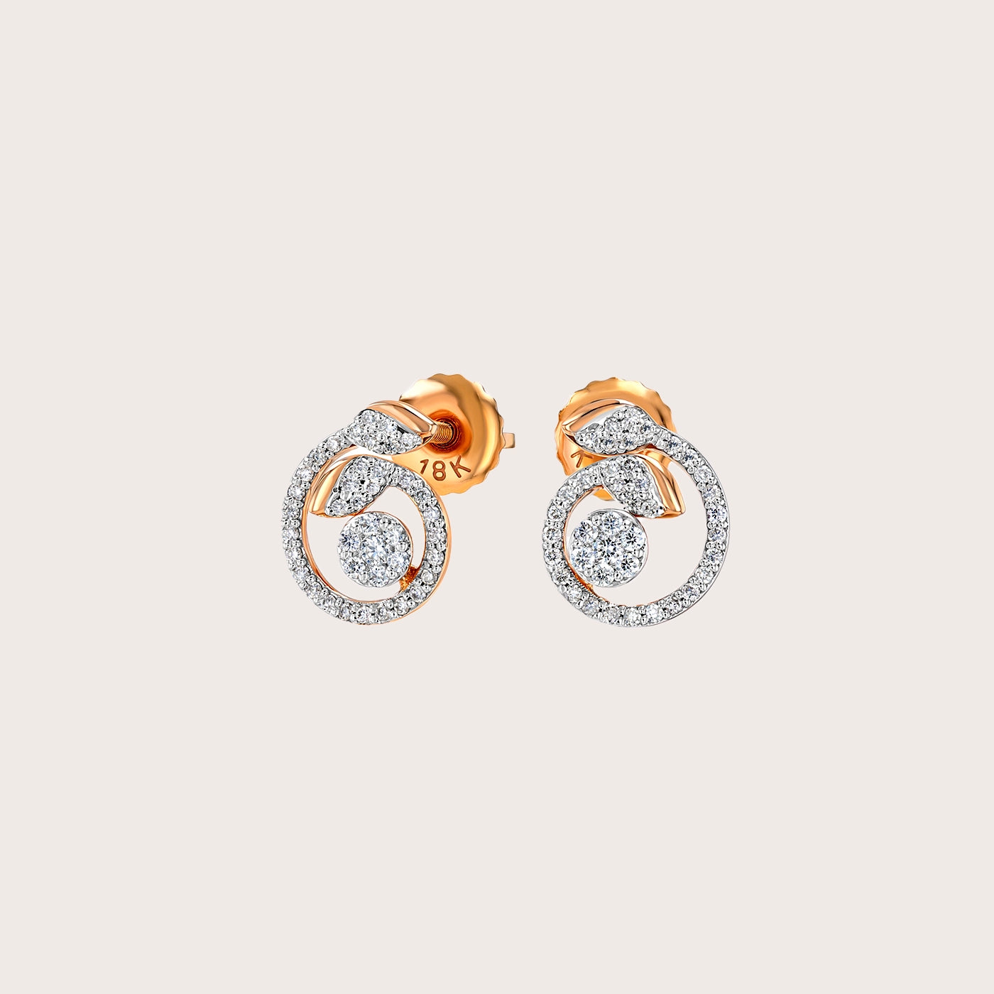 Rose Gold Swirl Diamond Earrings