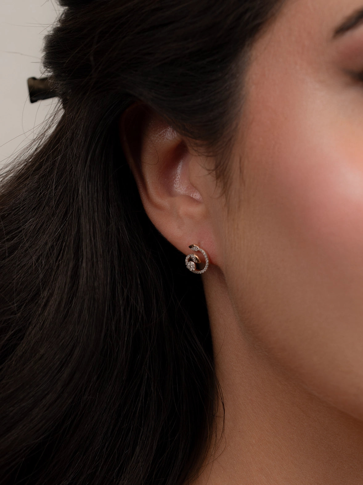 Rose Gold Swirl Diamond Earrings