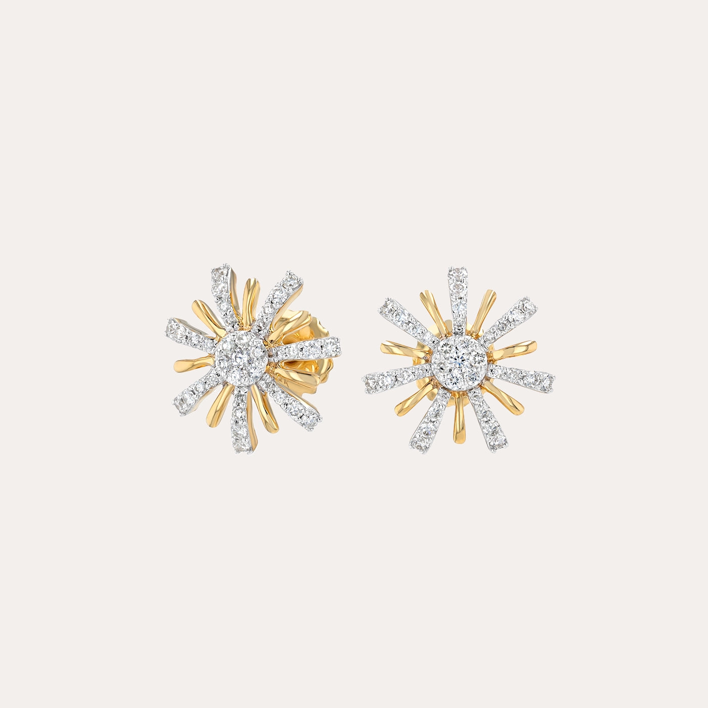 Radiant Sunburst Diamond Stud Earrings
