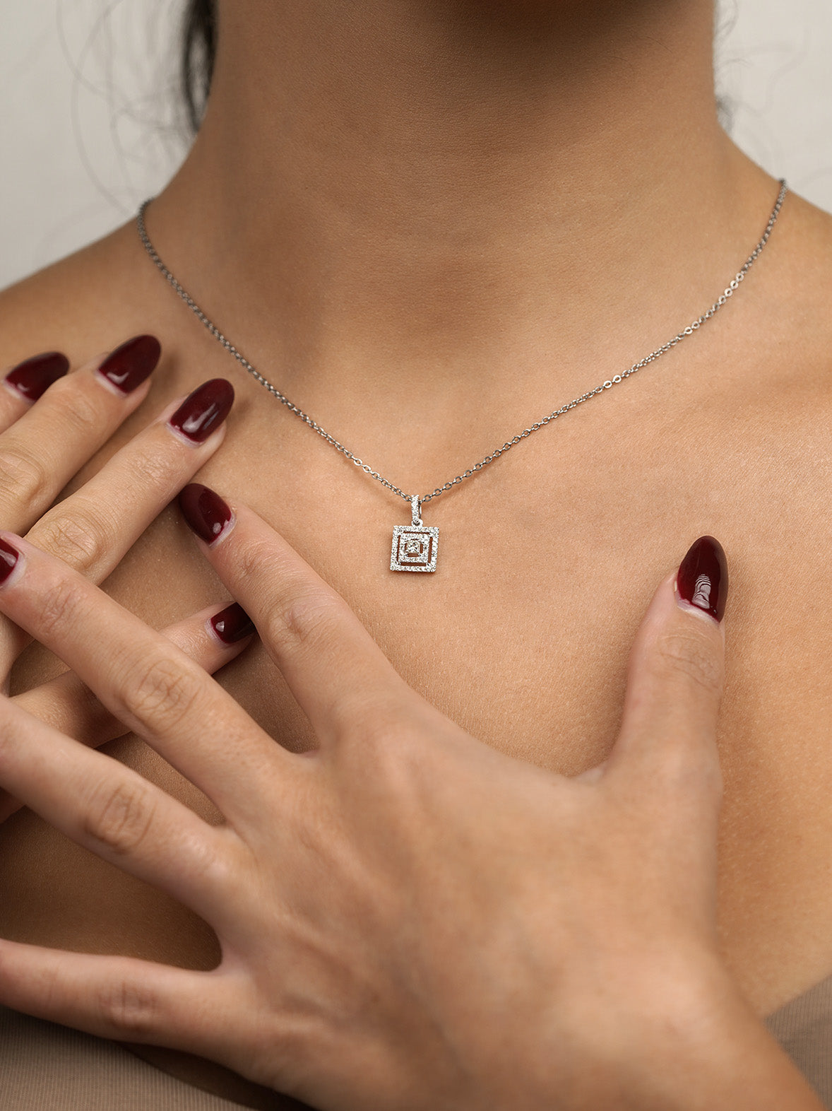 Geometric Diamond Square Pendant