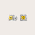 Yellow Sapphire Halo Diamond Stud Earrings