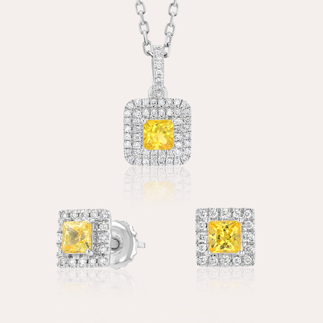 طقم قلادة من الياقوت الأصفر