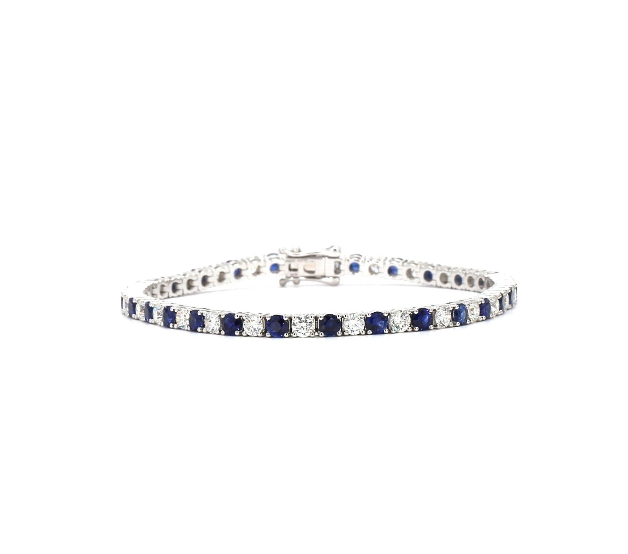 Blue Sapphire and Diamond Tennis Bracelet