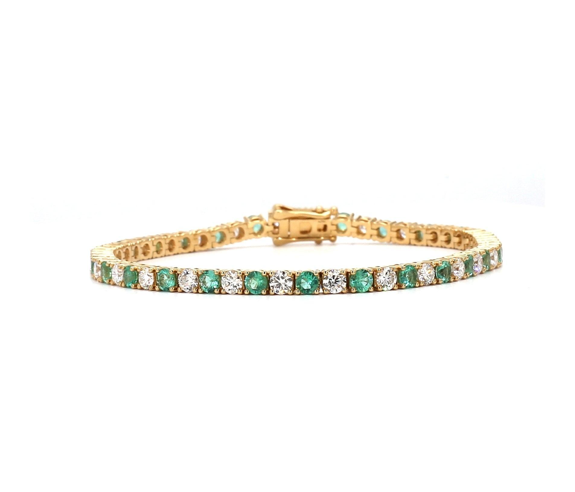 Emerald and Diamond Tennis Bracelet
