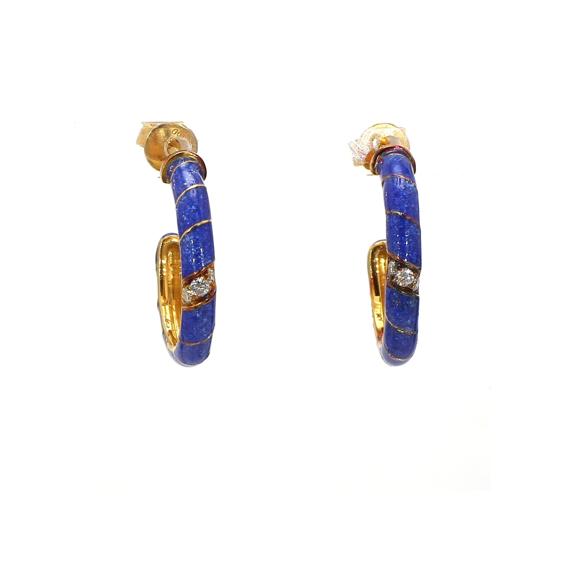 Enamel Work and Diamond Earrings