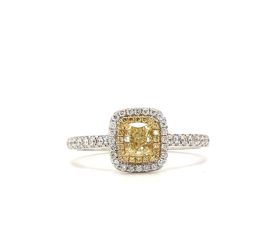 Golden Flame Fancy Yellow and White Diamond Ring
