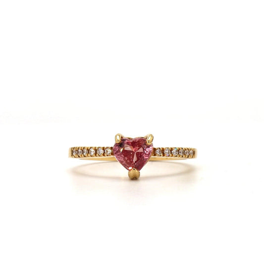 Heart-Shaped Padparadscha Sapphire Ring