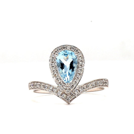 Natural Aquamarine and Diamond Ring