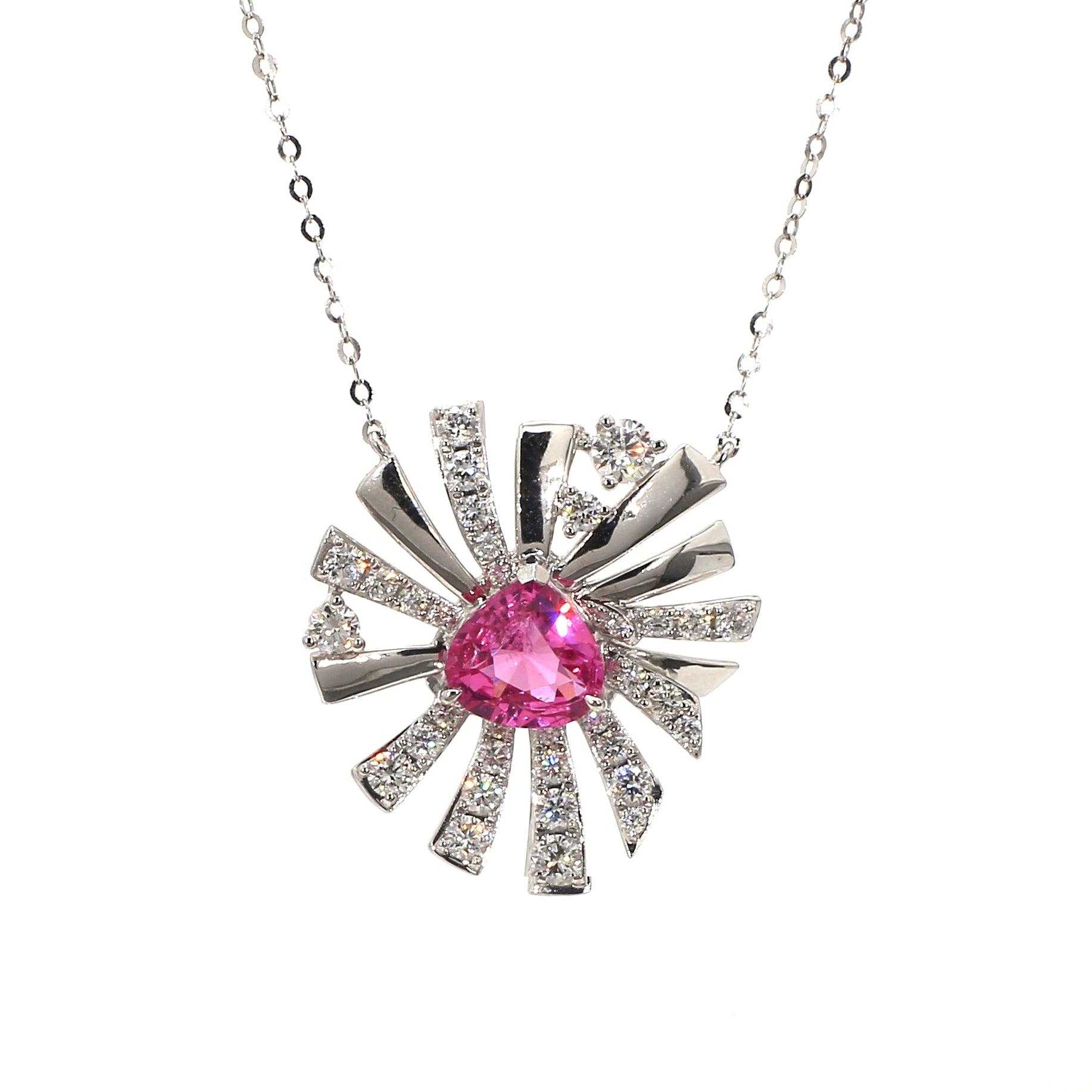 Pink Spinel and Diamond Pendant