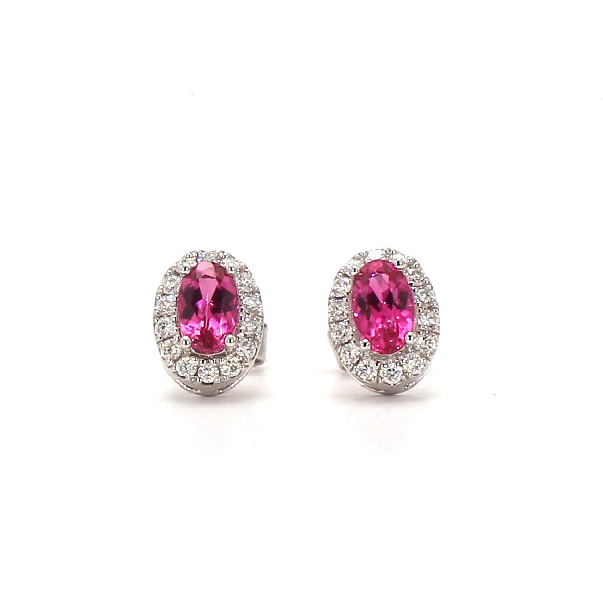 Pink Spinel and Diamond Earrings