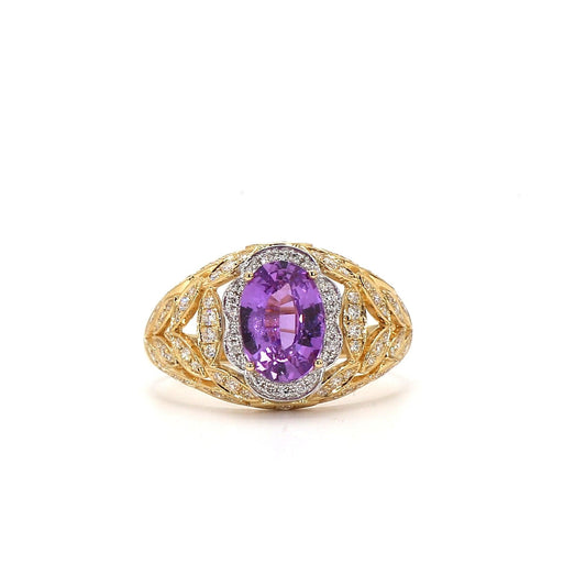 Purple sapphire and Diamond ring