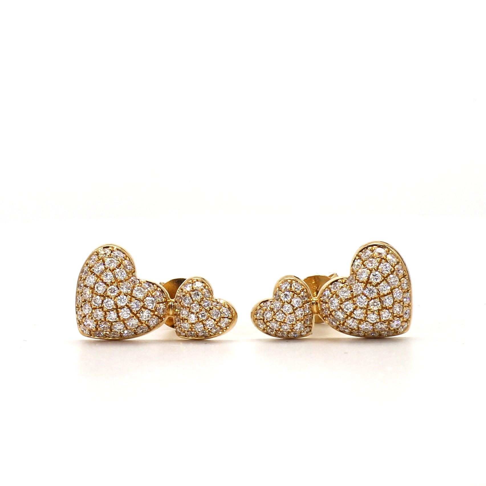 Radiant Heart Diamond Studs in Yellow Gold