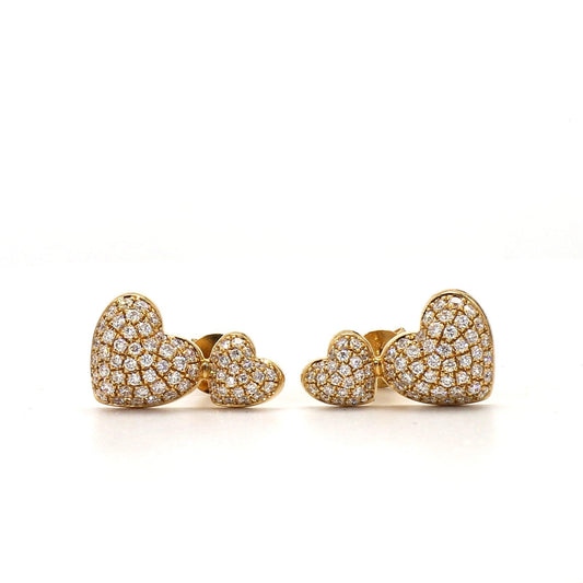 Radiant Heart Diamond Studs in Yellow Gold