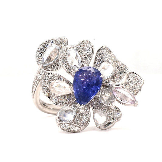 Royal Blue Sapphire and Diamond Ring