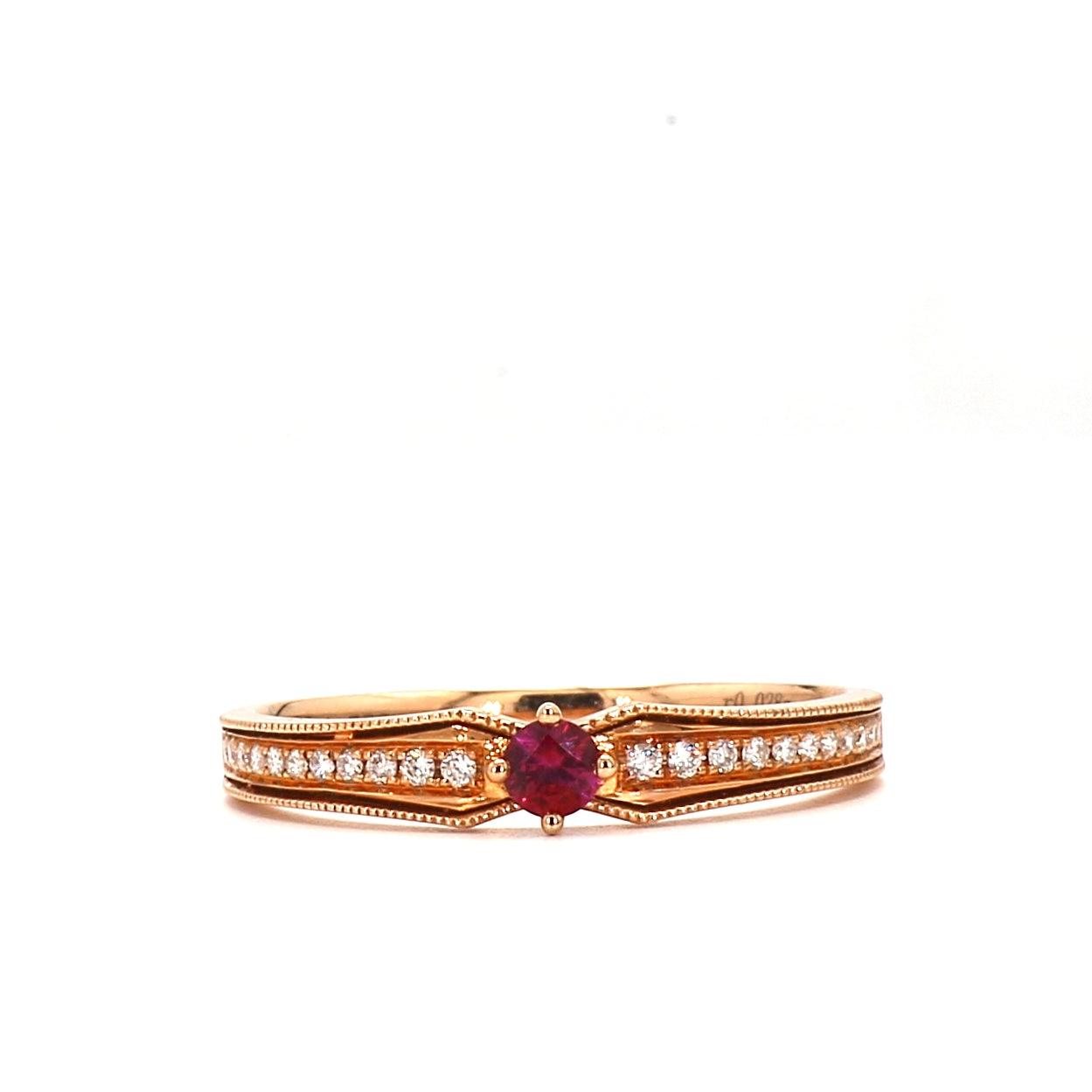 1.75g Crown-Inspired Ruby and Diamond Ring in 18K Gold