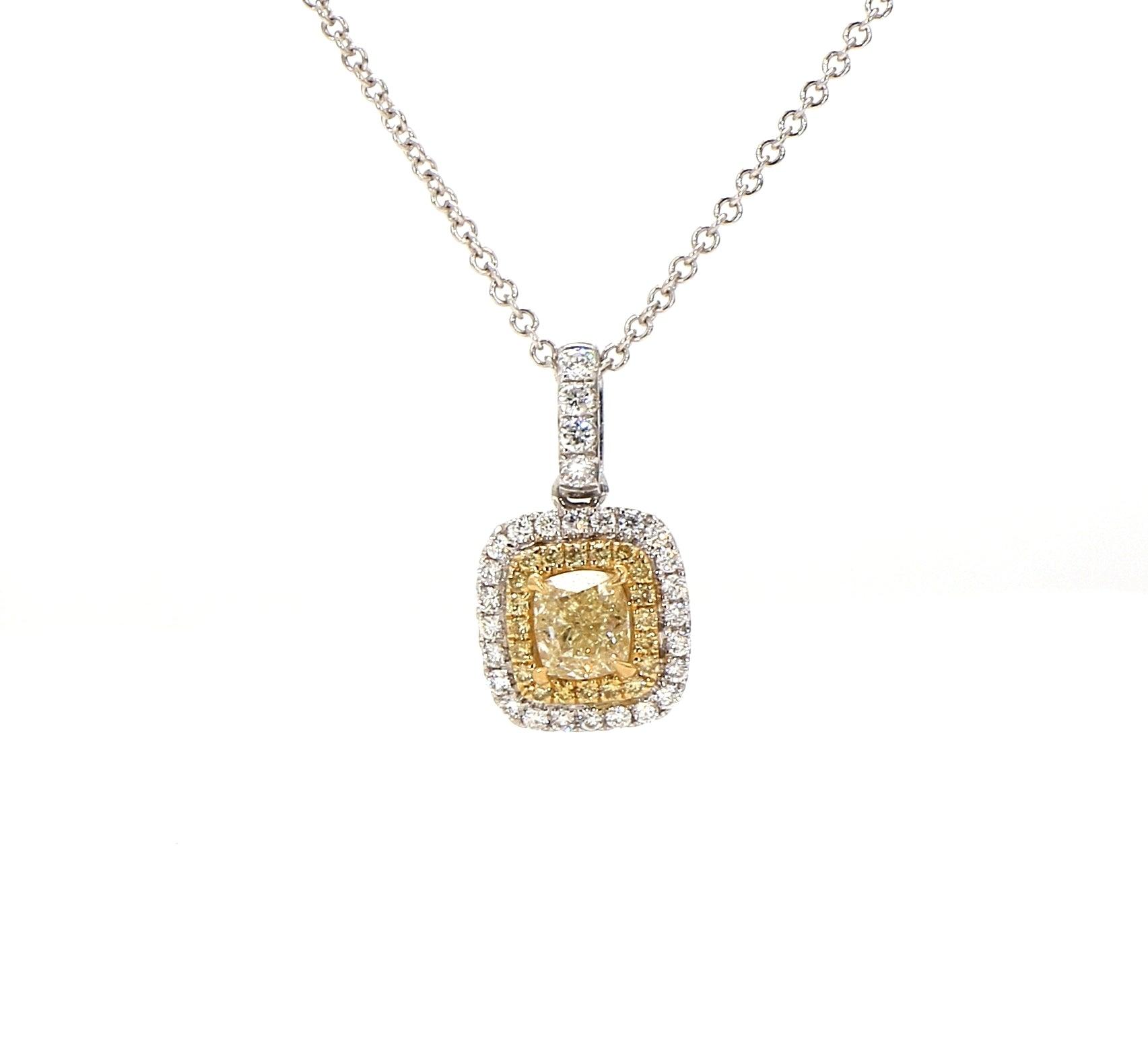 Sunlit Grace Fancy Yellow and White Diamond Pendant
