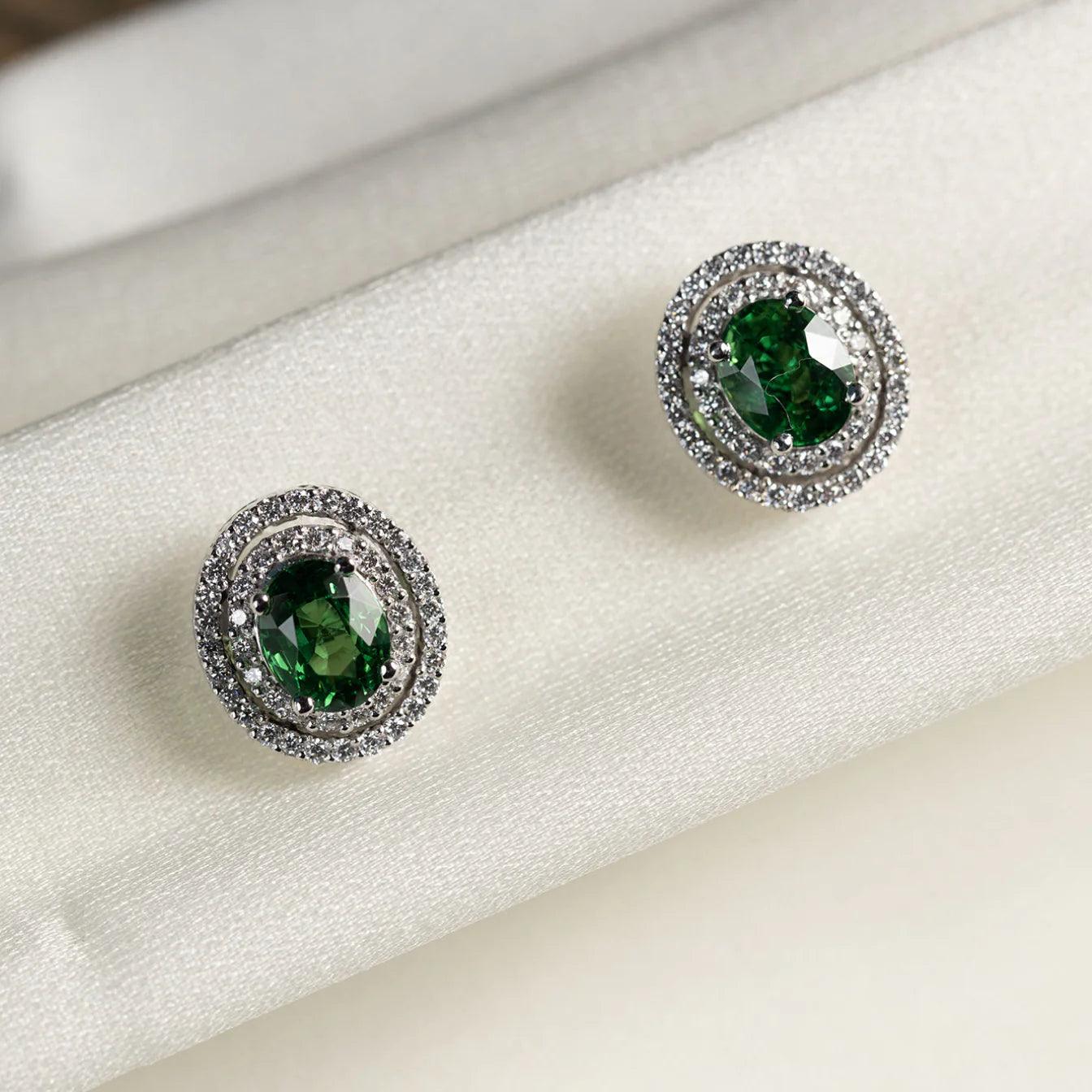 Tsavorite and Diamond Earrings