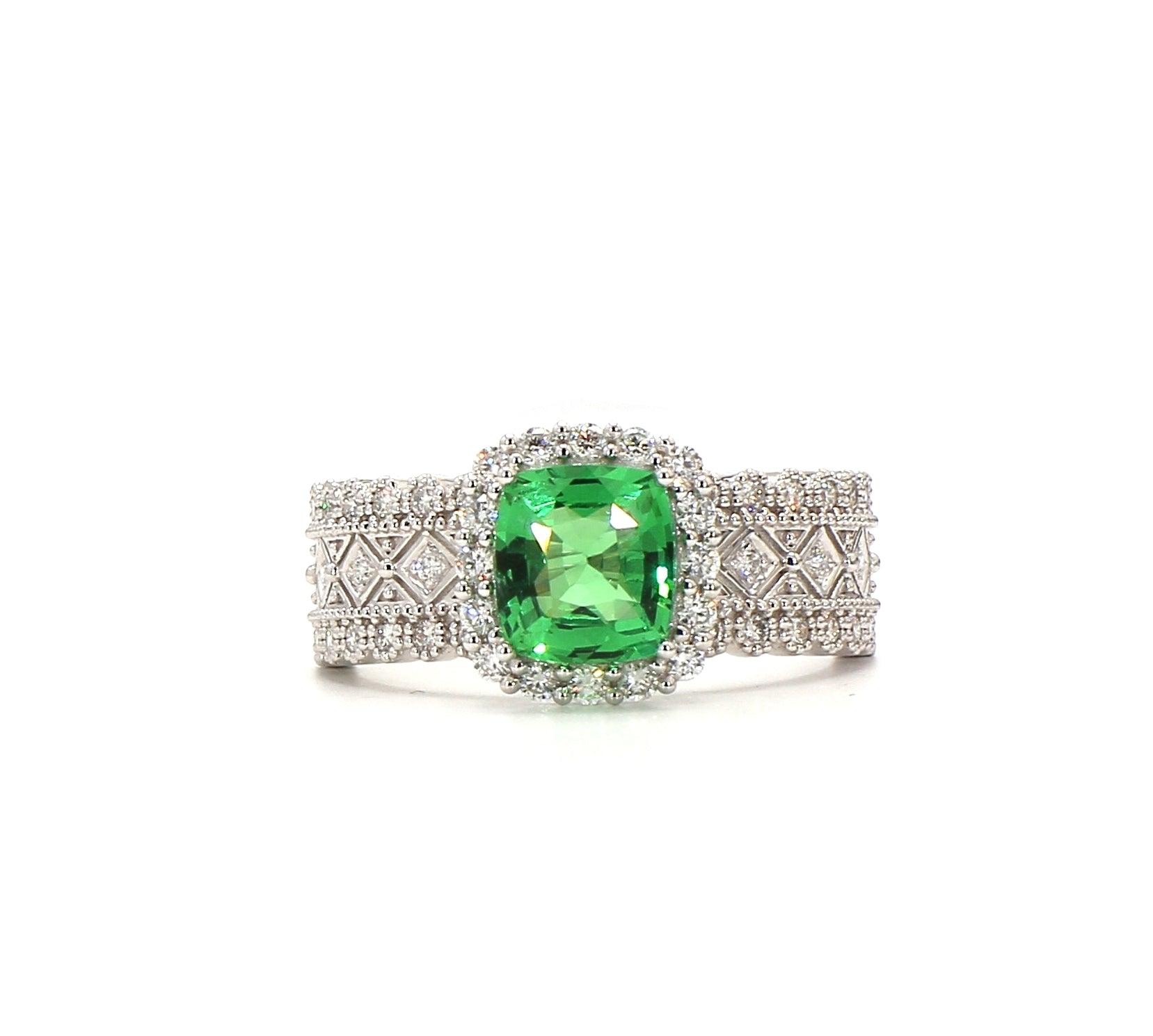 Tsavorite and Diamond Ring