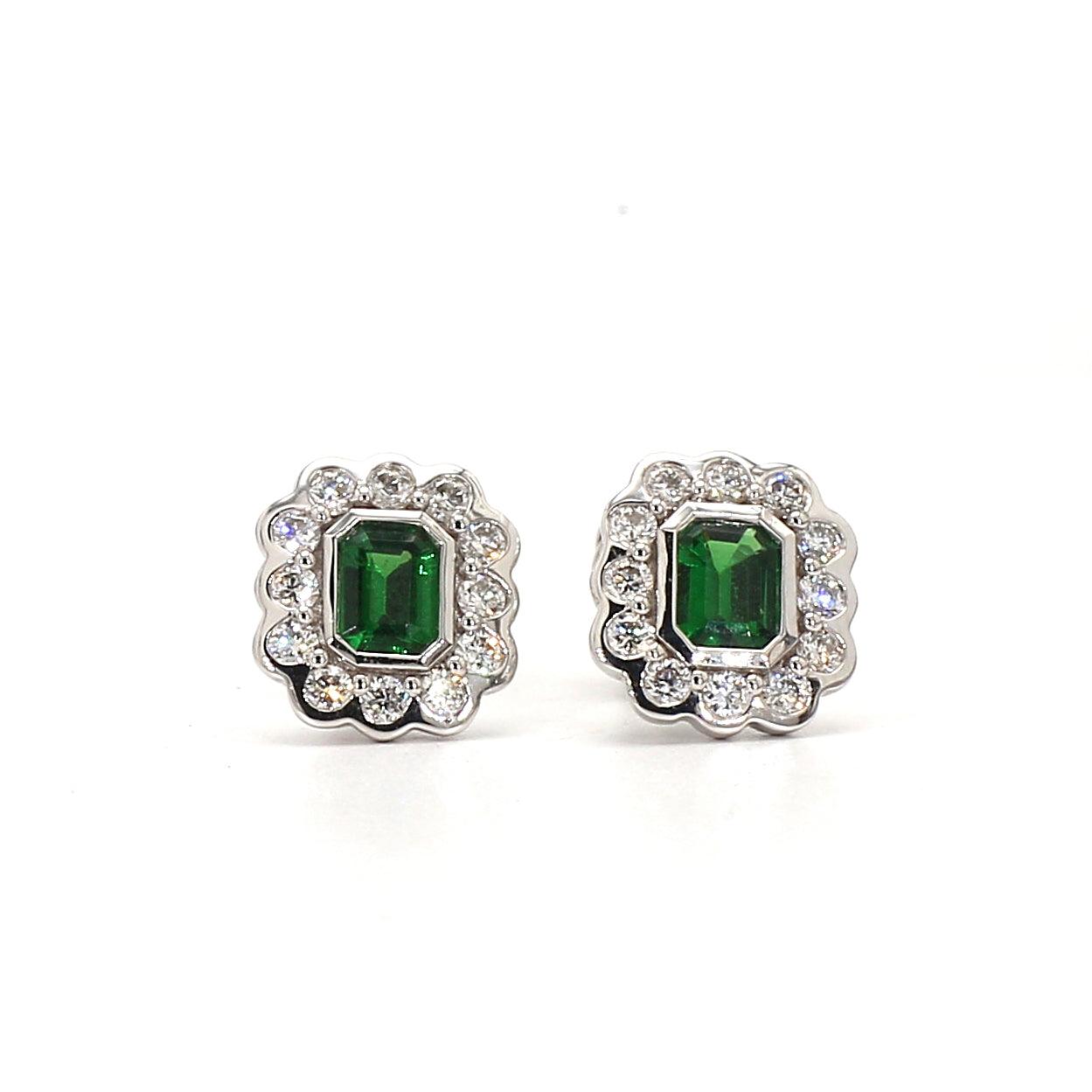 Tsavorites and Diamond Earrings