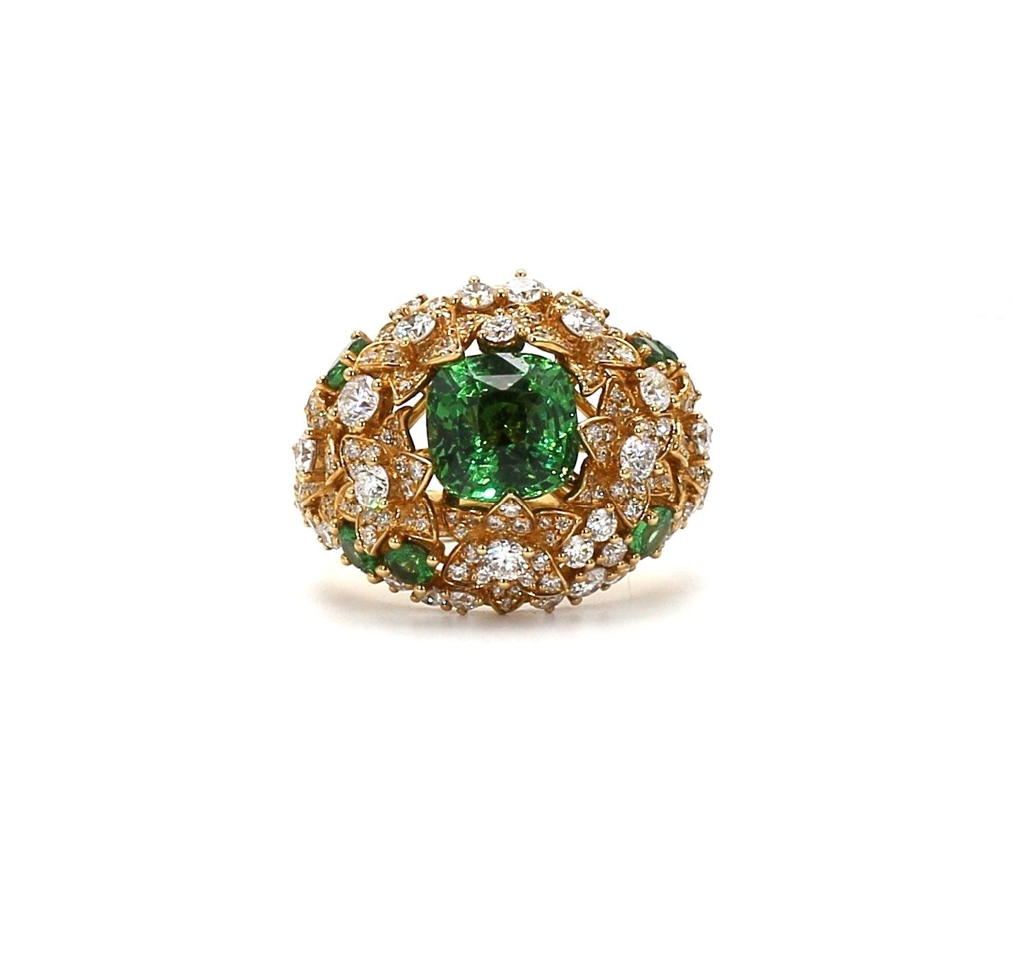 Verdant Majesty Tsavorite and Diamond Ring