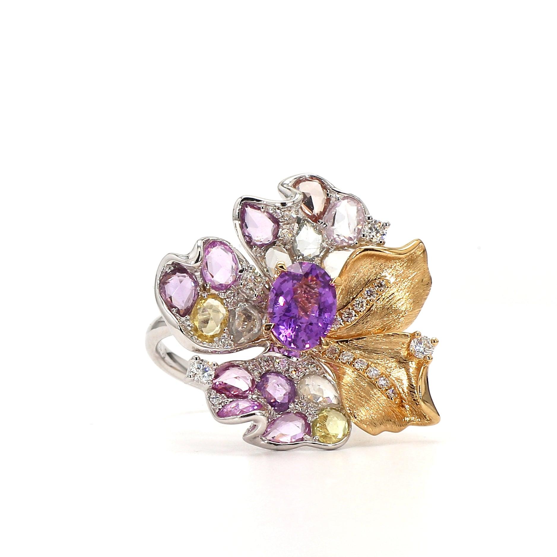 Vibrant Purple Sapphire and Diamond Ring